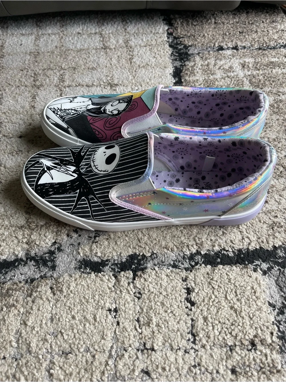 The Nightmare Before Christmas Sally and Jack Skellington Slip On Shoes